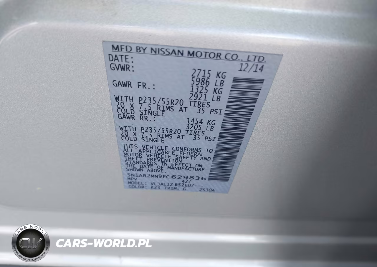 2015 Nissan Pathfinder Platinum VIN:5N1AR2MN9FC629836 - 9