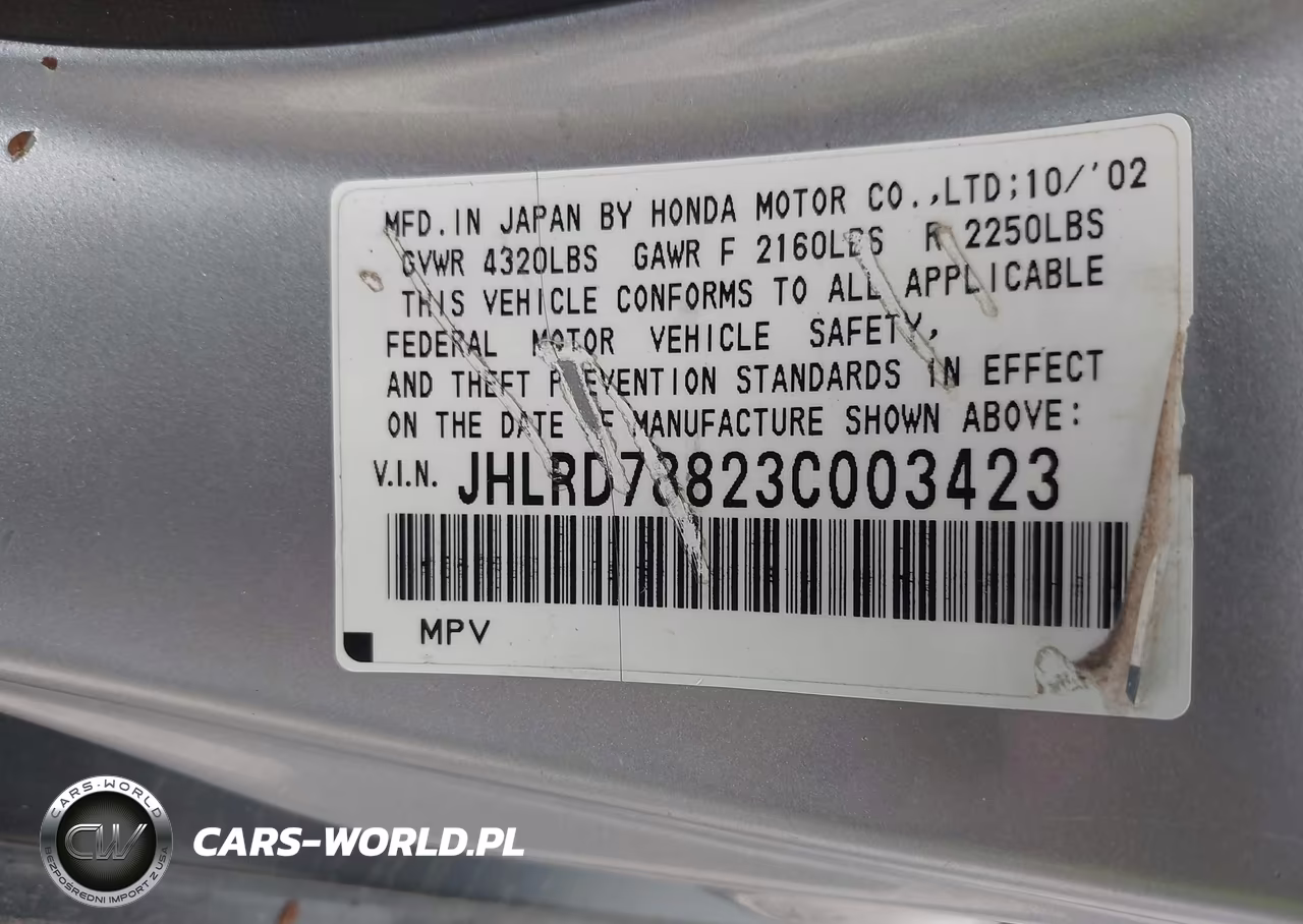 2003 Honda Cr-V Ex VIN:JHLRD78823C003423 - 9