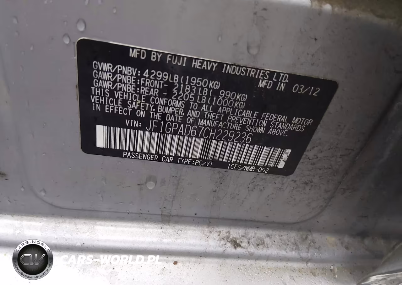 2012 Subaru Impreza 2.0I Premium VIN:JF1GPAD67CH229236 - 9