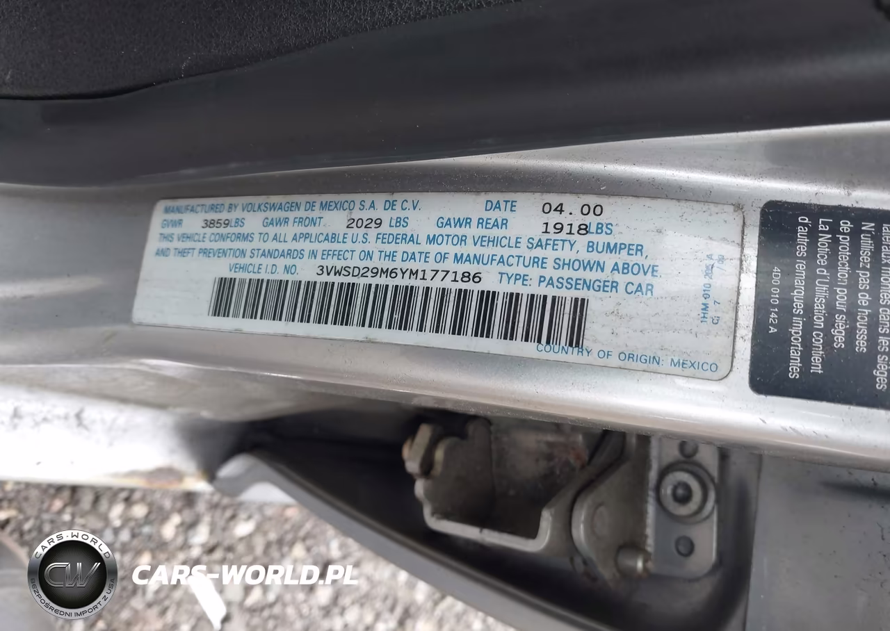 2000 Volkswagen Jetta Gls 1.8L Turbo VIN:3VWSD29M6YM177186 - 9