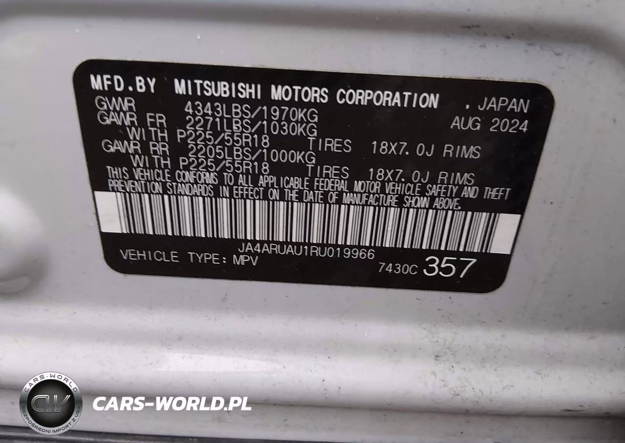 2024 Mitsubishi Outlander Sport 2.0 Es Awc-2.0 Le Awc-2.0 Ralliart Awc-2.0 S Awc-2.0 Se Awc-2.0 Trail Edition Awc VIN:JA4ARUAU1RU019966 - 9