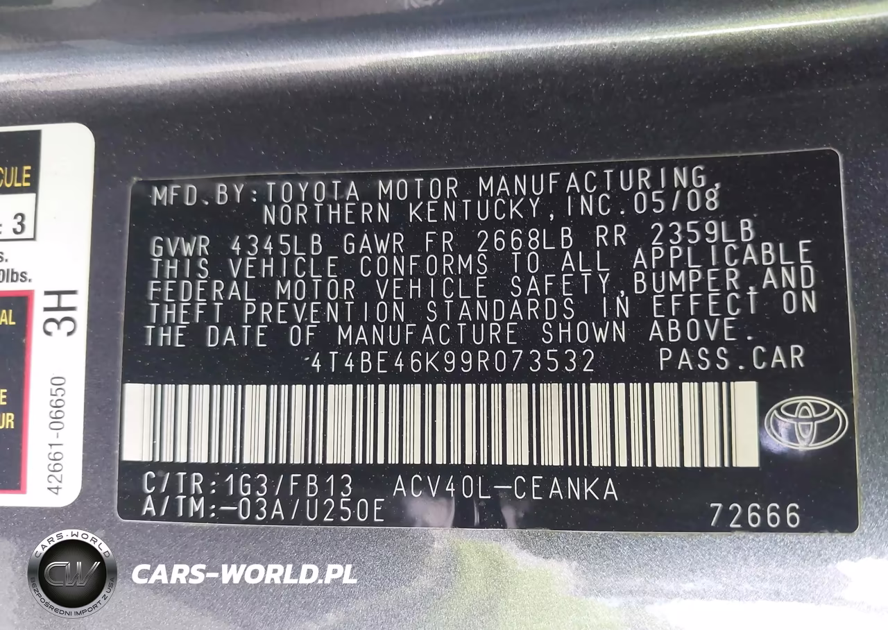 2009 Toyota Camry Le VIN:4T4BE46K99R073532 - 9