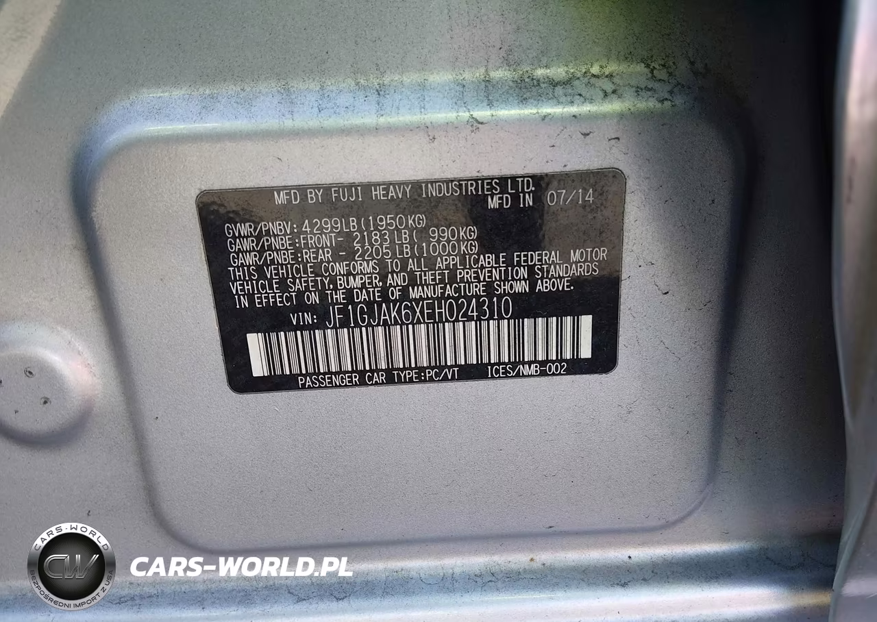2014 SUBARU IMPREZA 2.0I LIMITED VIN:JF1GJAK6XEH024310 - 9