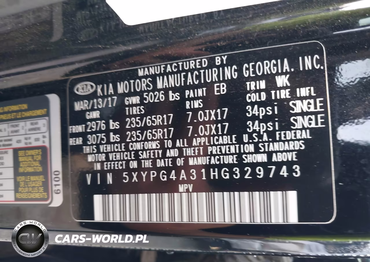 2017 Kia Sorento 2.4L Lx VIN:5XYPG4A31HG329743 - 9