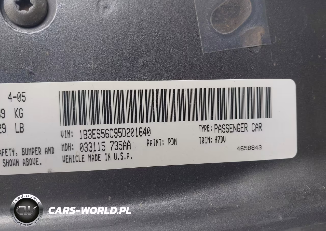 2005 Dodge Neon Sxt VIN:1B3ES56C95D201640 - 9