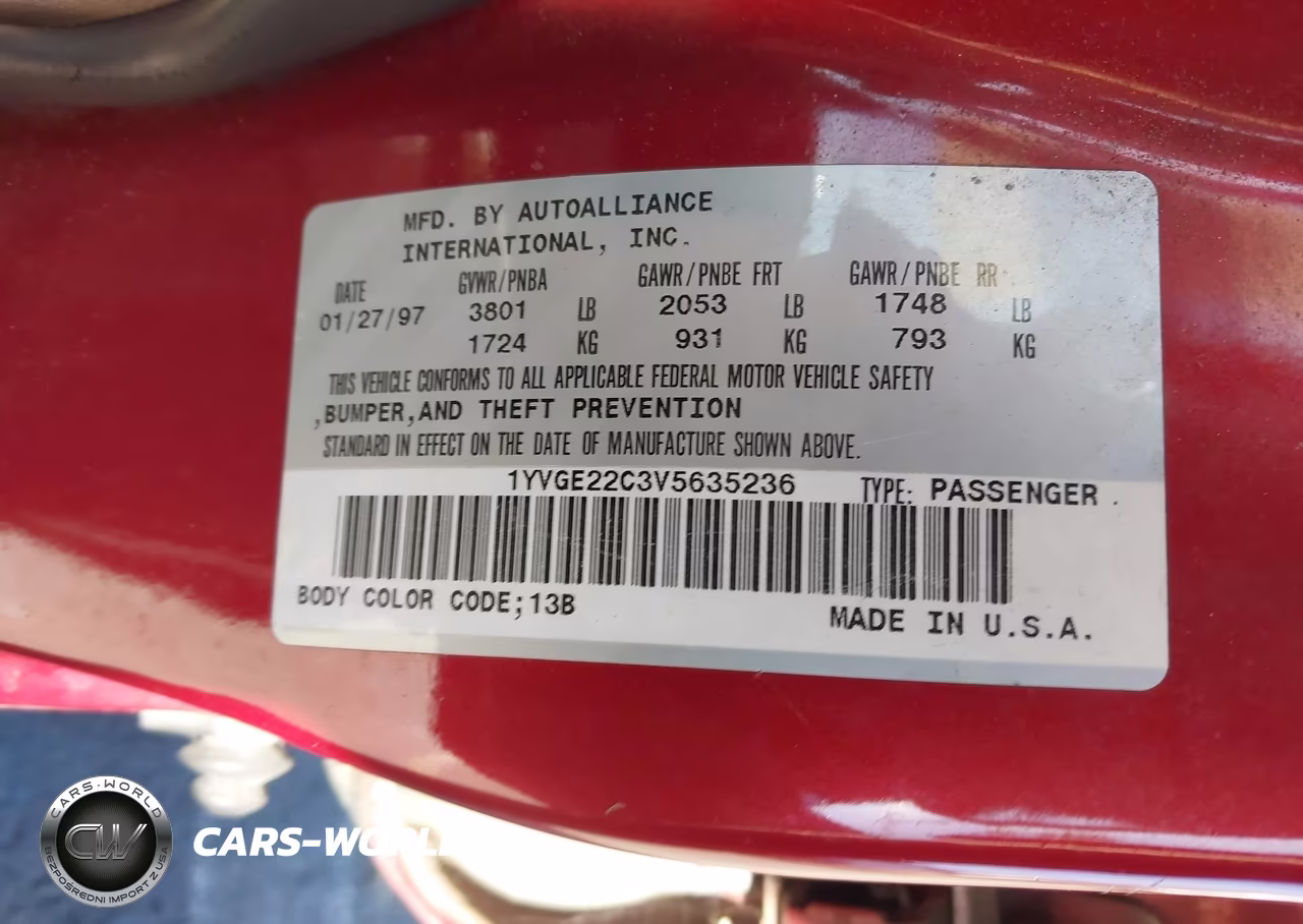 1997 Mazda 626 Dx-Lx VIN:1YVGE22C3V5635236 - 9