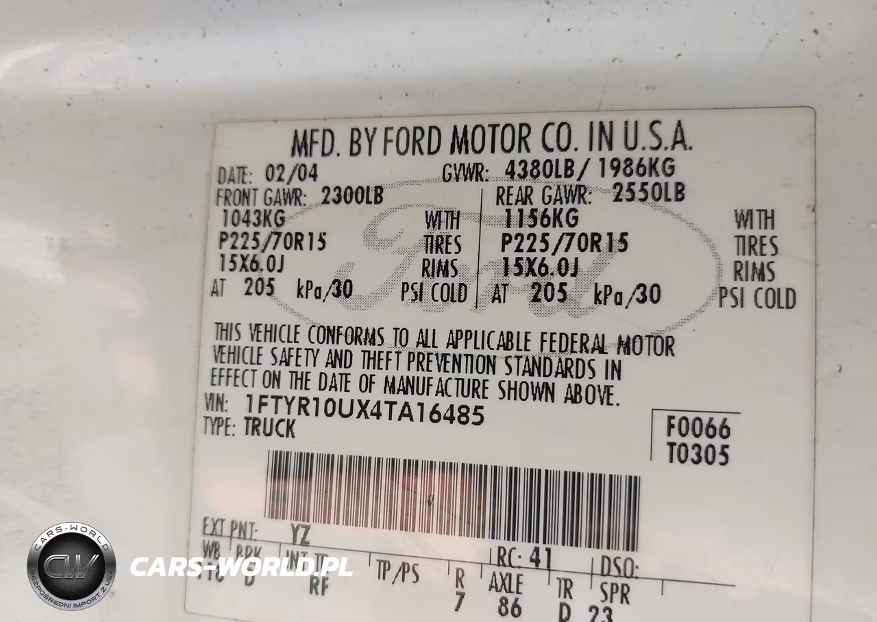 2004 Ford Ranger Edge-Xl-Xlt VIN:1FTYR10UX4TA16485 - 9