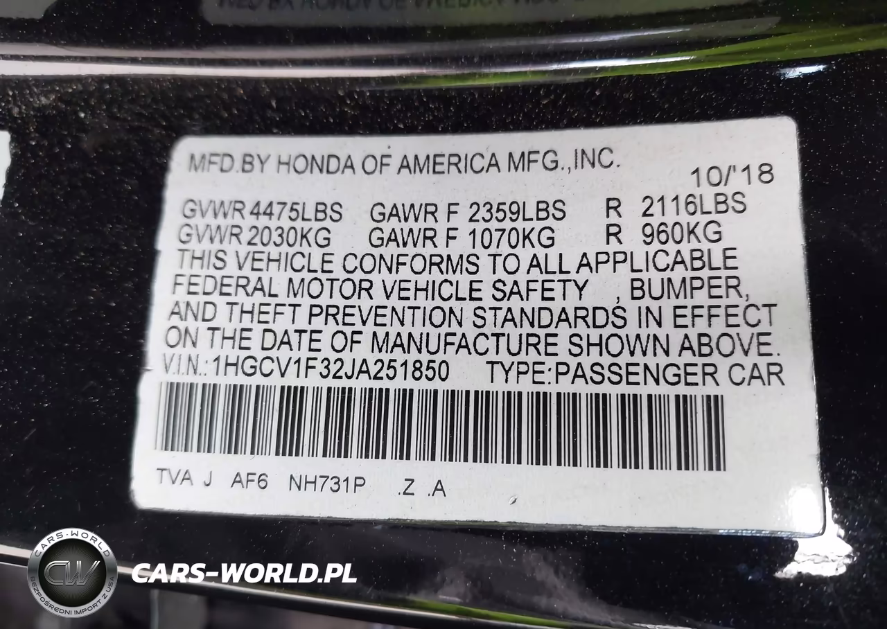 2018 Honda Accord Sport VIN:1HGCV1F32JA251850 - 18