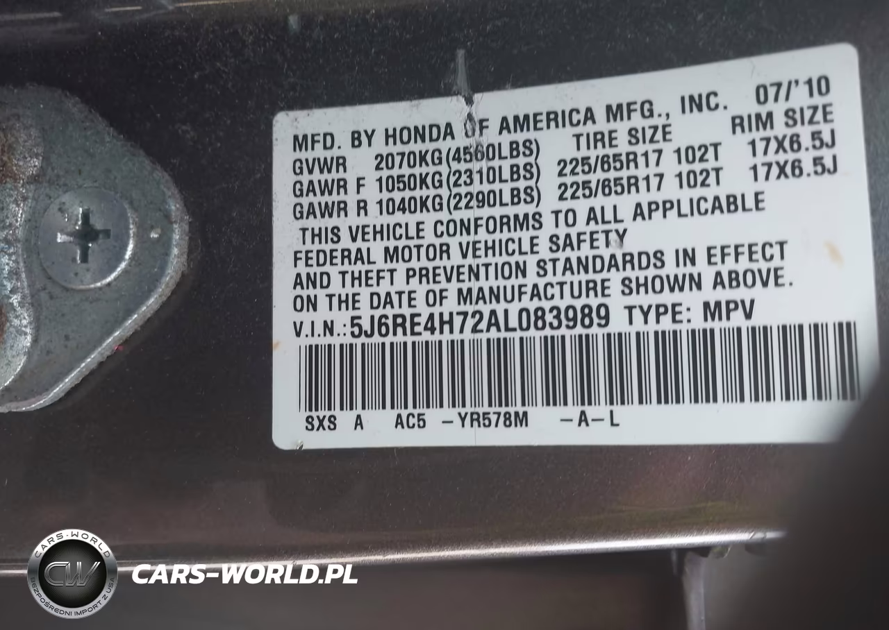 2010 Honda Cr-V Ex-L VIN:5J6RE4H72AL083989 - 9