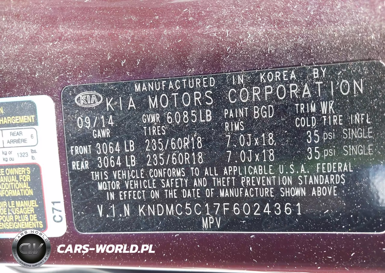 2015 Kia Sedona Ex VIN:KNDMC5C17F6024361 - 9