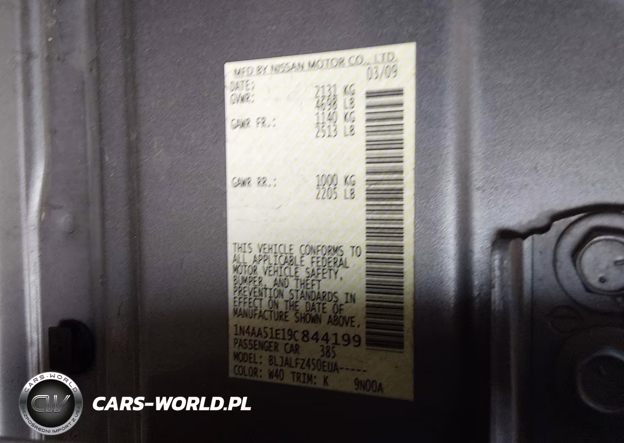 2009 Nissan Maxima 3.5 Sv VIN:1N4AA51E19C844199 - 9