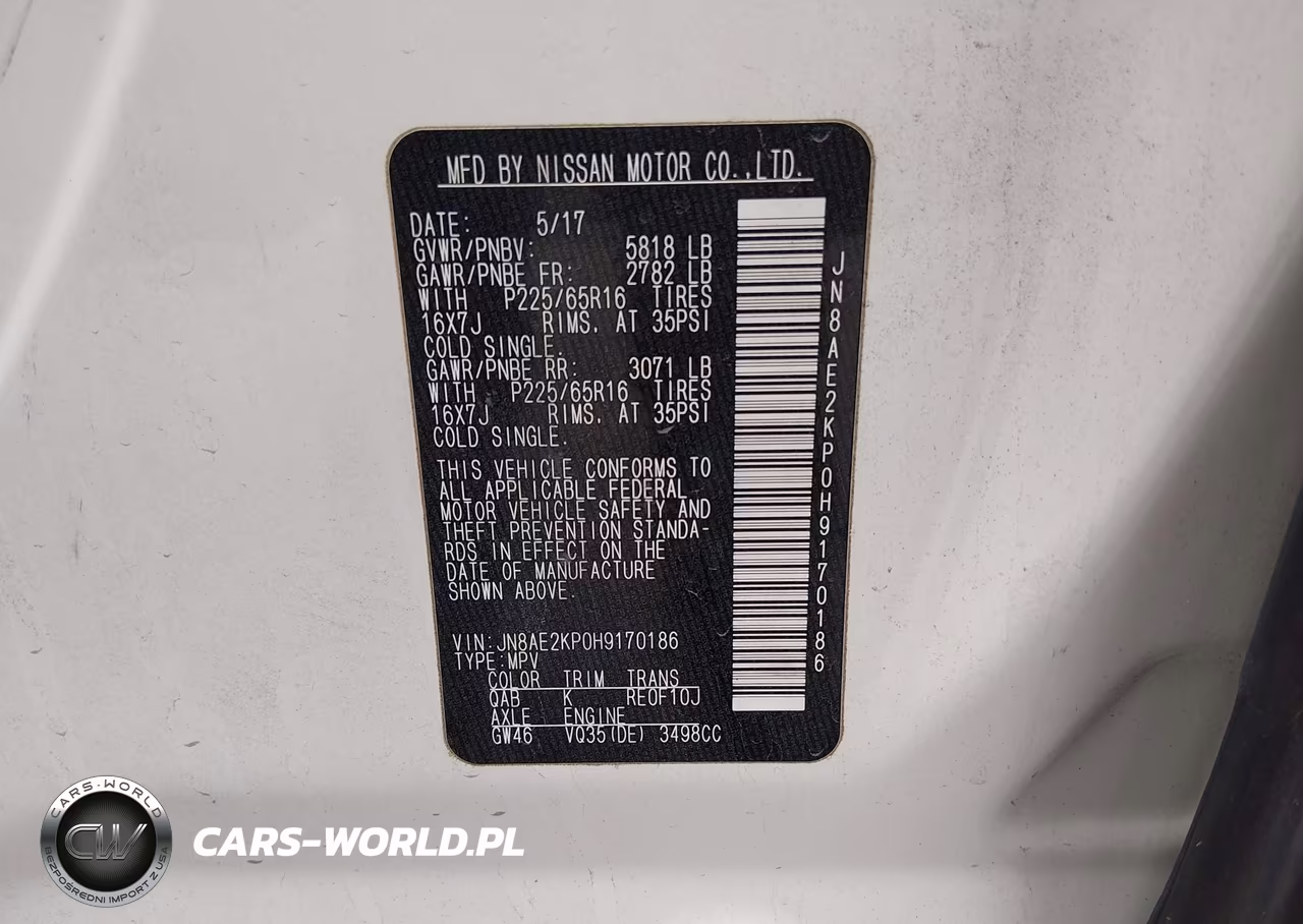 2017 Nissan Quest Sv VIN:JN8AE2KP0H9170186 - 9