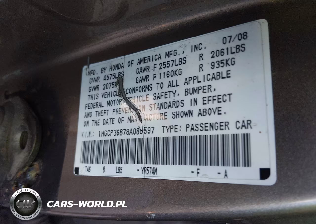 2008 Honda Accord 3.5 Ex-L VIN:1HGCP36878A086597 - 9