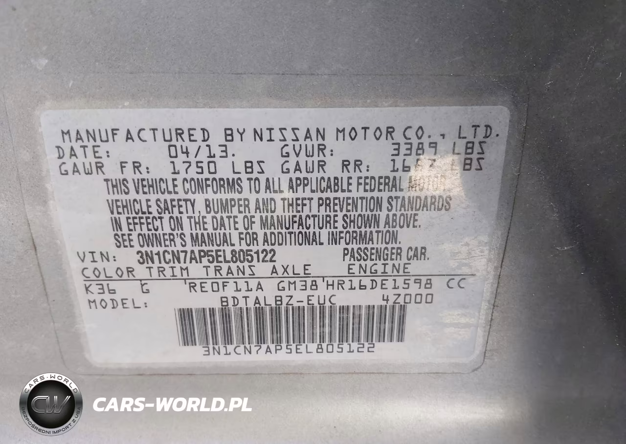 2014 Nissan Versa 1.6 Sv VIN:3N1CN7AP5EL805122 - 9