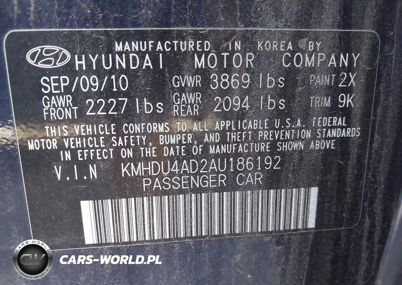 2010 Hyundai Elantra Gls VIN:KMHDU4AD2AU186192 - 9