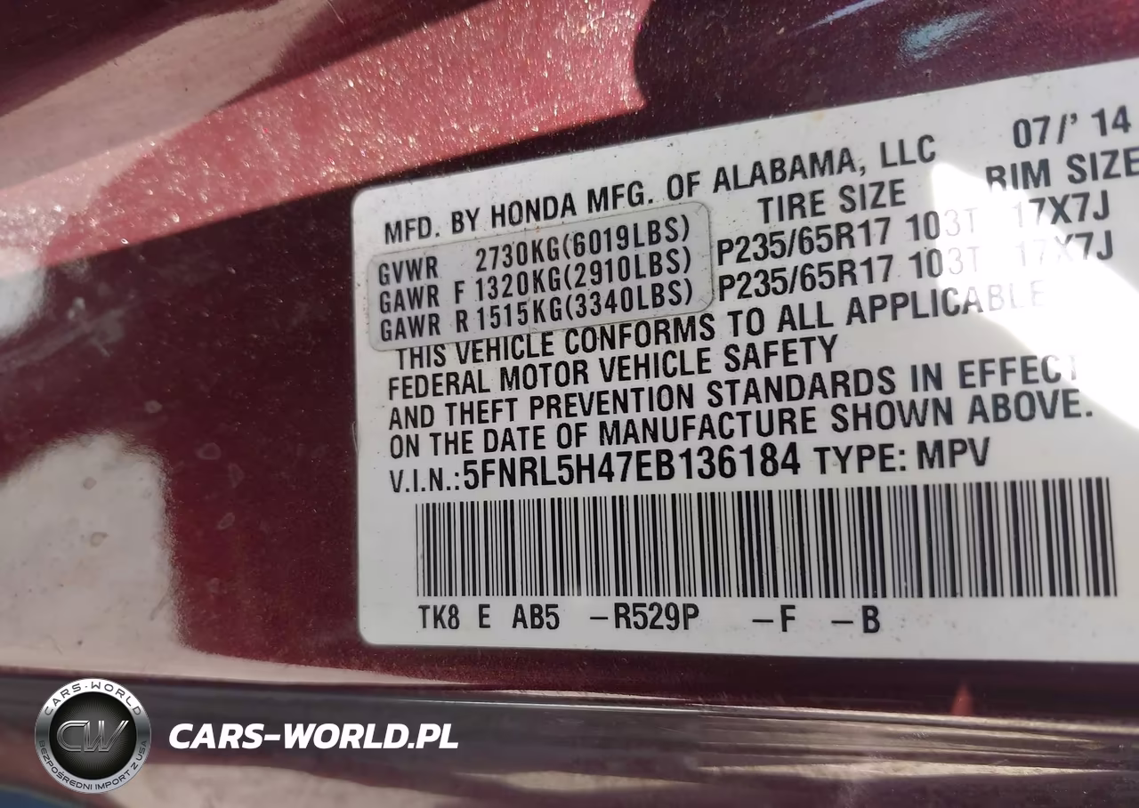 2014 Honda Odyssey Ex VIN:5FNRL5H47EB136184 - 9