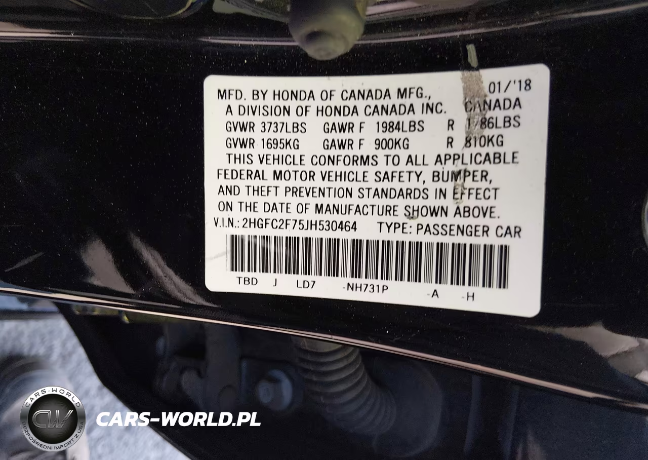 2018 Honda Civic Ex VIN:2HGFC2F75JH530464 - 9