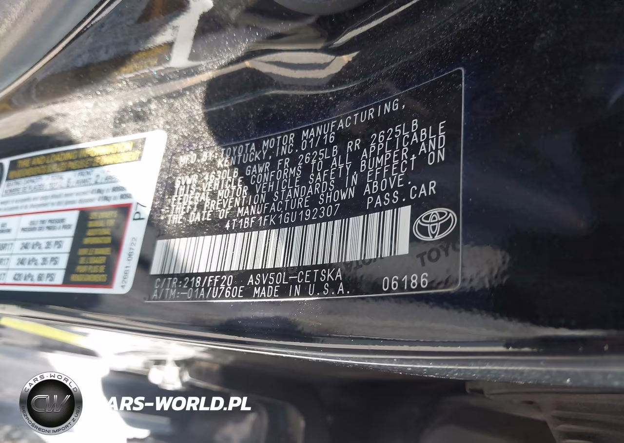 2016 Toyota Camry Se VIN:4T1BF1FK1GU192307 - 9