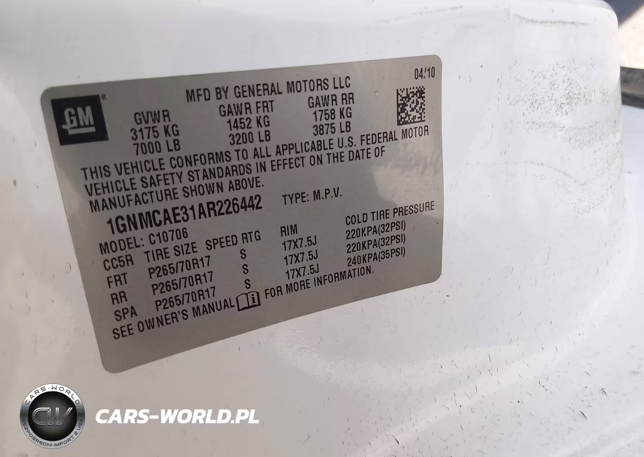 2010 Chevrolet Tahoe Ls VIN:1GNMCAE31AR226442 - 9