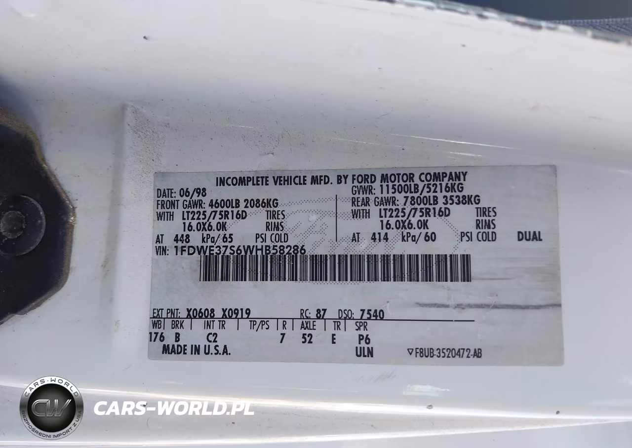 1998 Ford Econoline Rv Cutaway Standard VIN:1FDWE37S6WHB58286 - 8