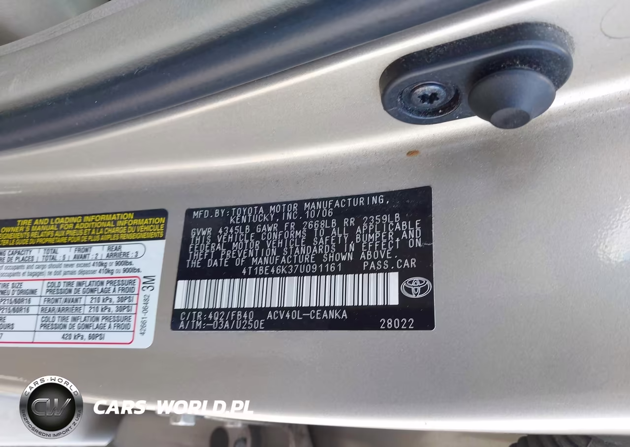 2007 Toyota Camry Le VIN:4T1BE46K37U091161 - 9
