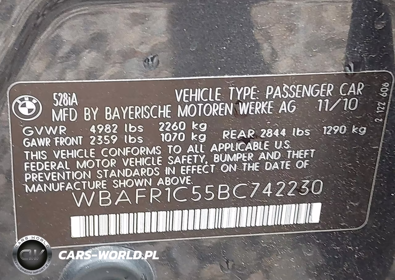 2011 BMW 528I VIN:WBAFR1C55BC742230 - 9