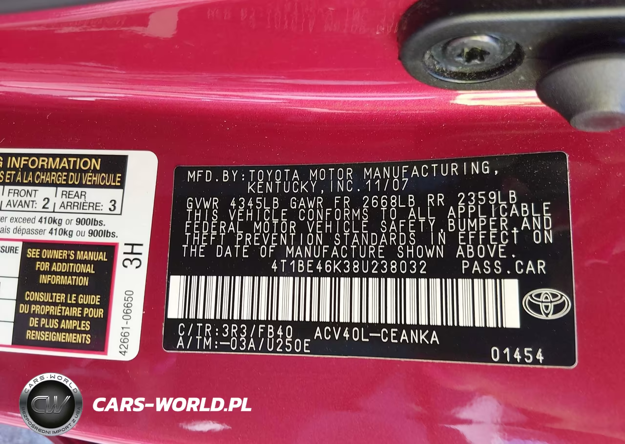 2008 Toyota Camry Le VIN:4T1BE46K38U238032 - 9