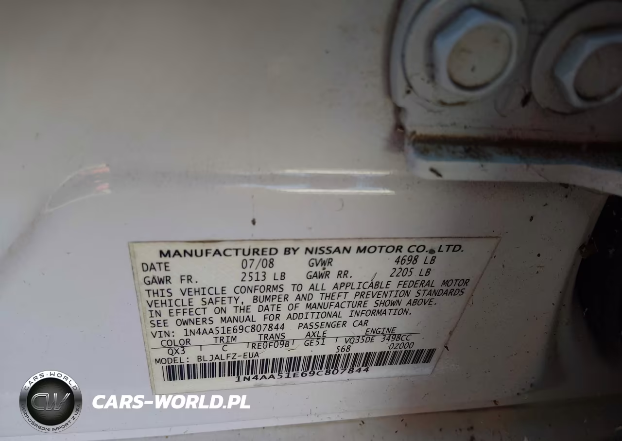 2009 Nissan Maxima 3.5 Sv VIN:1N4AA51E69C807844 - 9