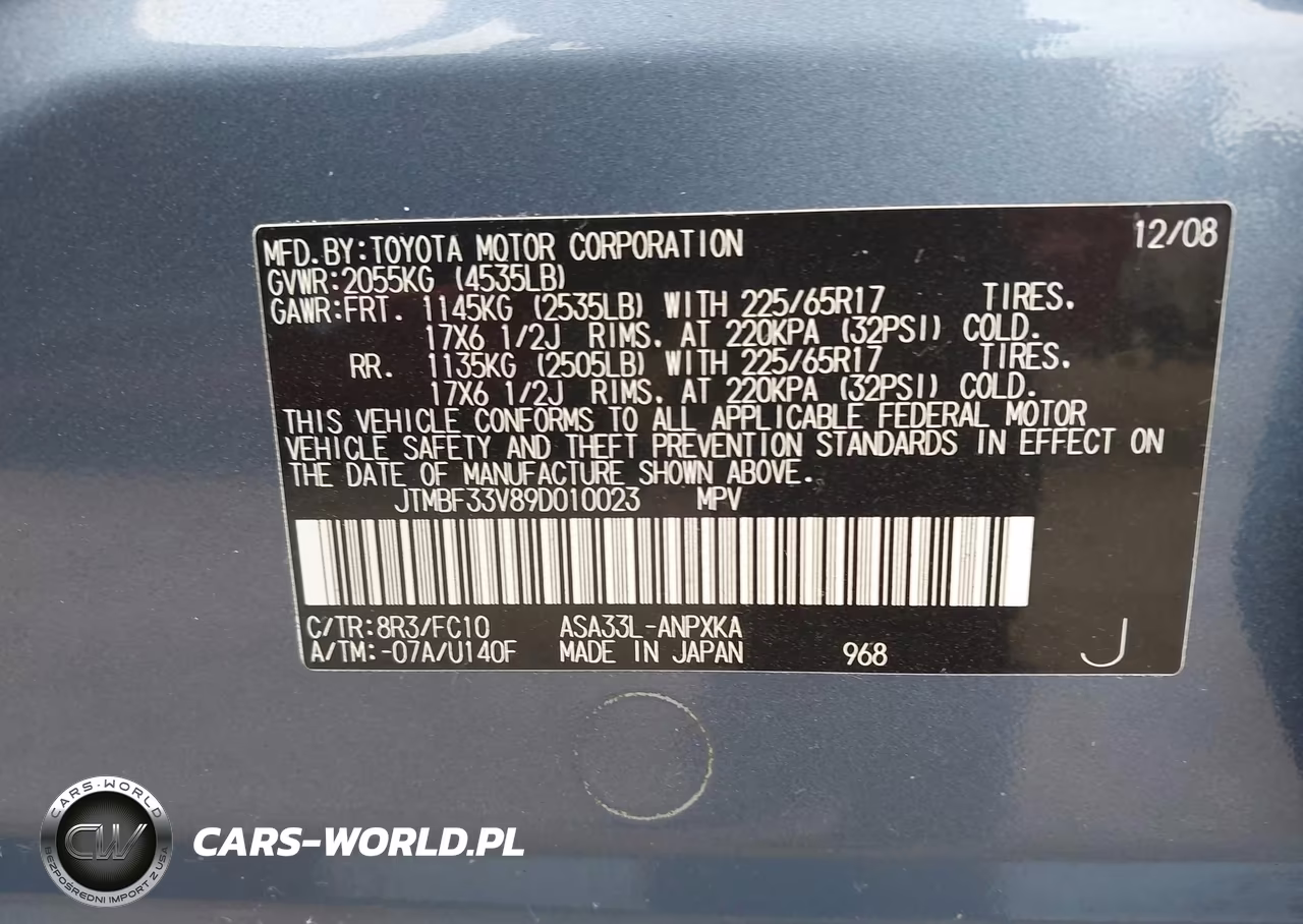 2009 Toyota Rav4 VIN:JTMBF33V89D010023 - 9