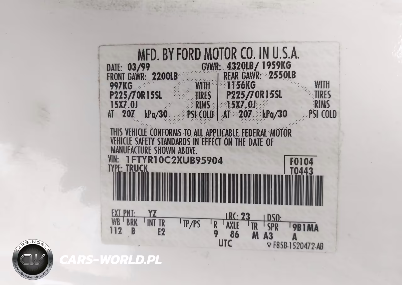 1999 Ford Ranger Xl-Xlt VIN:1FTYR10C2XUB95904 - 9