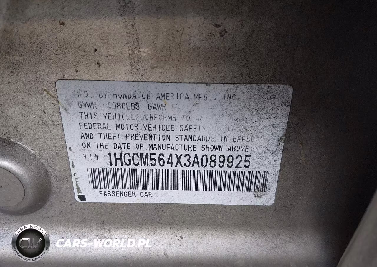 2003 Honda Accord 2.4 Lx VIN:1HGCM564X3A089925 - 9