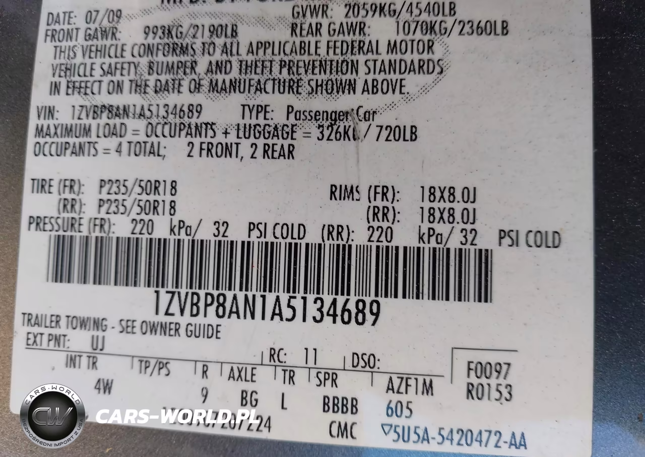 2010 Ford Mustang V6-V6 Premium VIN:1ZVBP8AN1A5134689 - 9