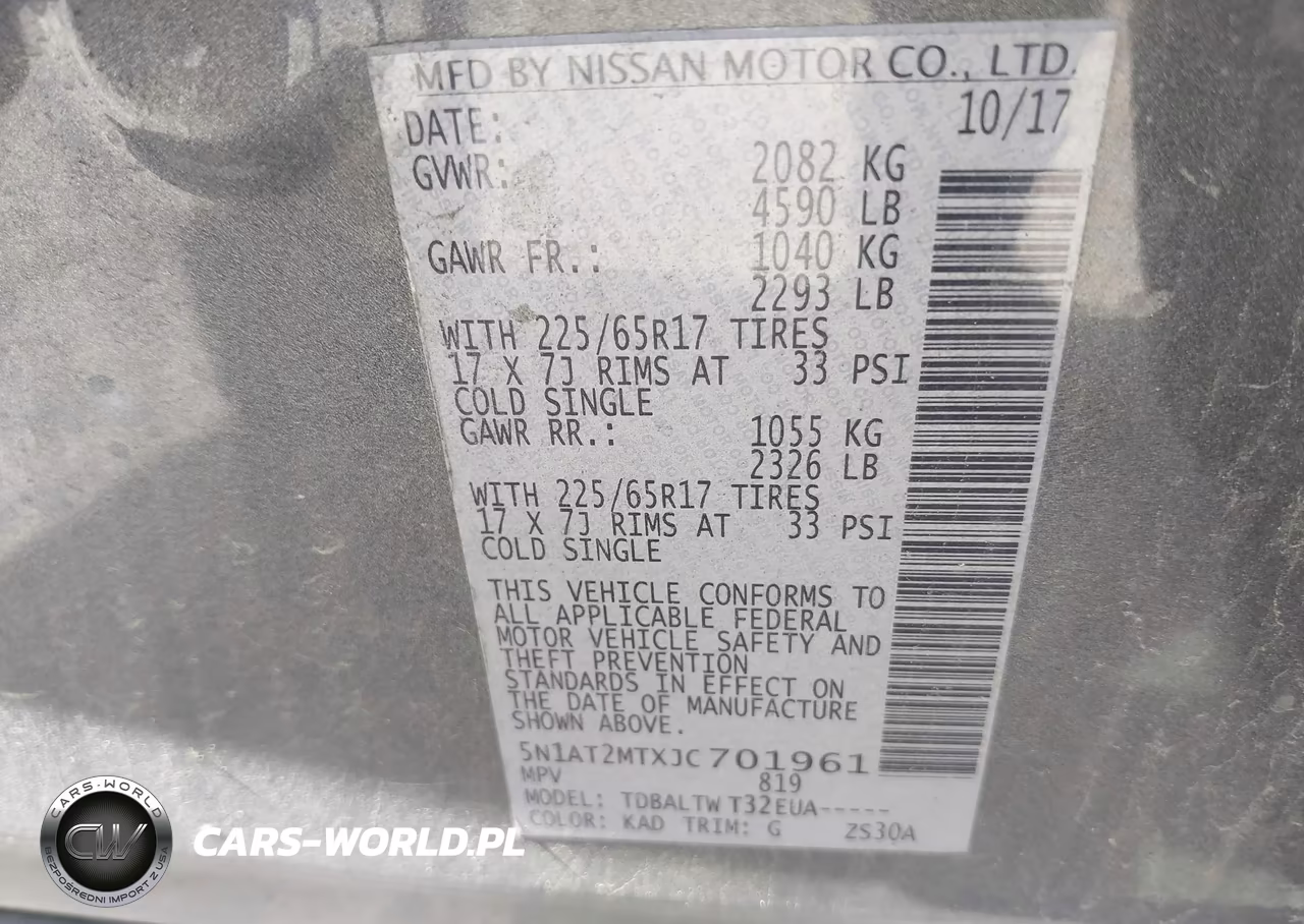 2018 Nissan Rogue Sv VIN:5N1AT2MTXJC701961 - 9