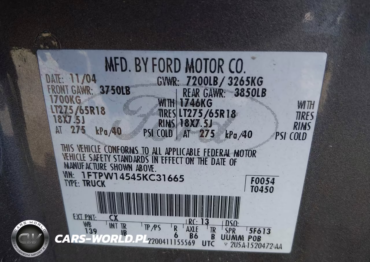 2005 Ford F-150 Fx4-Lariat-Xlt VIN:1FTPW14545KC31665 - 9