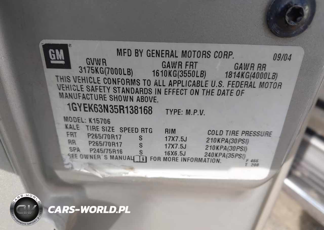 2005 Cadillac Escalade Standard VIN:1GYEK63N35R138168 - 9