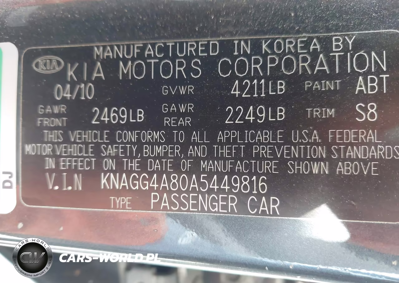 2010 Kia Optima Lx VIN:KNAGG4A80A5449816 - 9
