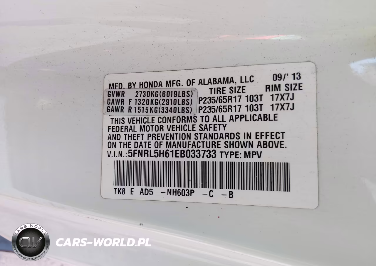 2014 Honda Odyssey Ex-L VIN:5FNRL5H61EB033733 - 9