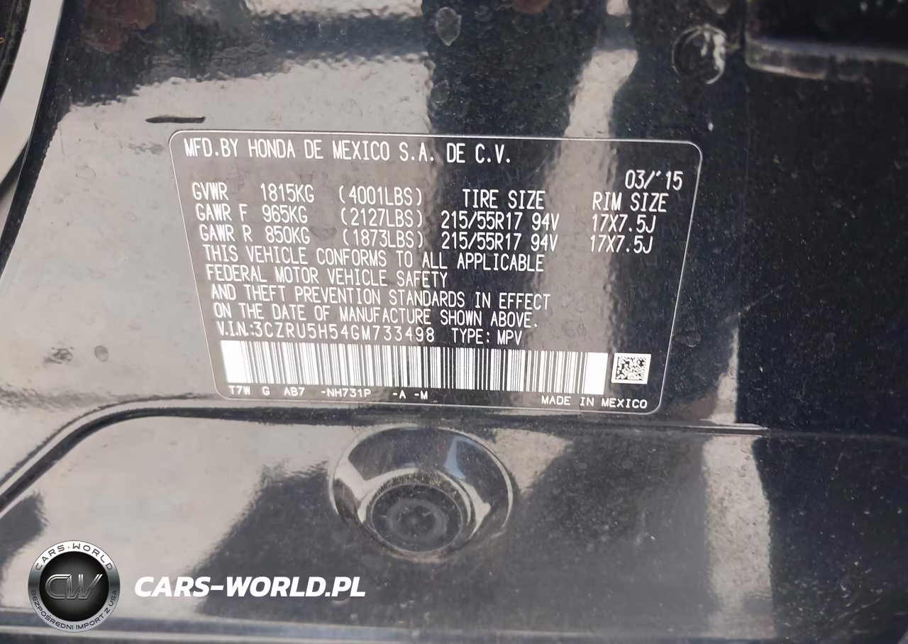2016 Honda Hr-V Ex VIN:3CZRU5H54GM733498 - 9