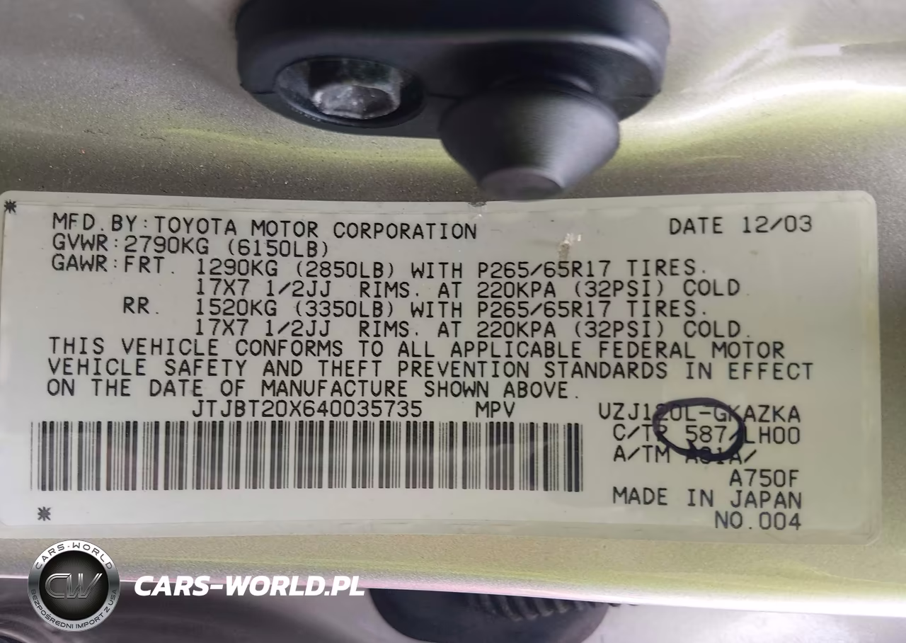2004 Lexus Gx 470 VIN:JTJBT20X640035735 - 9
