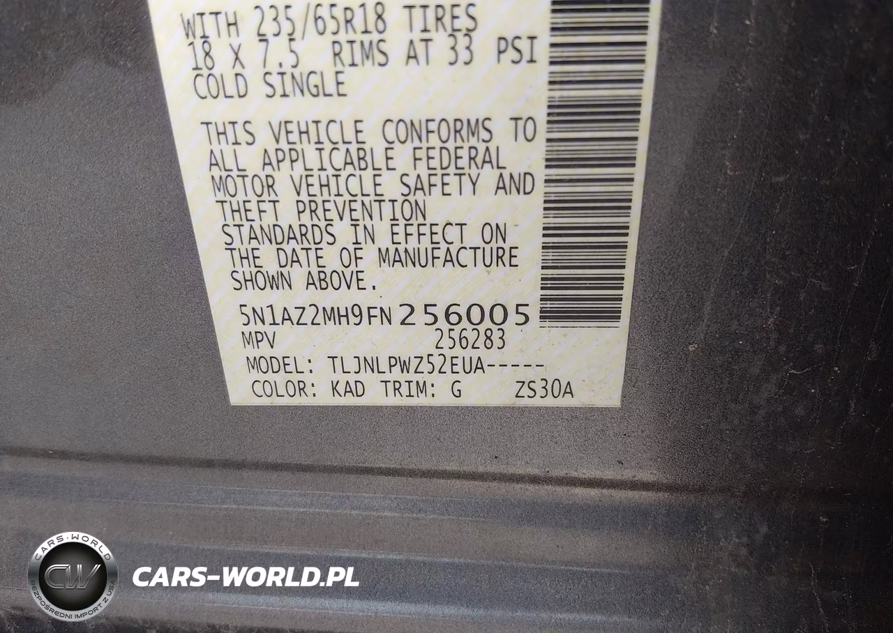 2015 Nissan Murano S VIN:5N1AZ2MH9FN256005 - 9