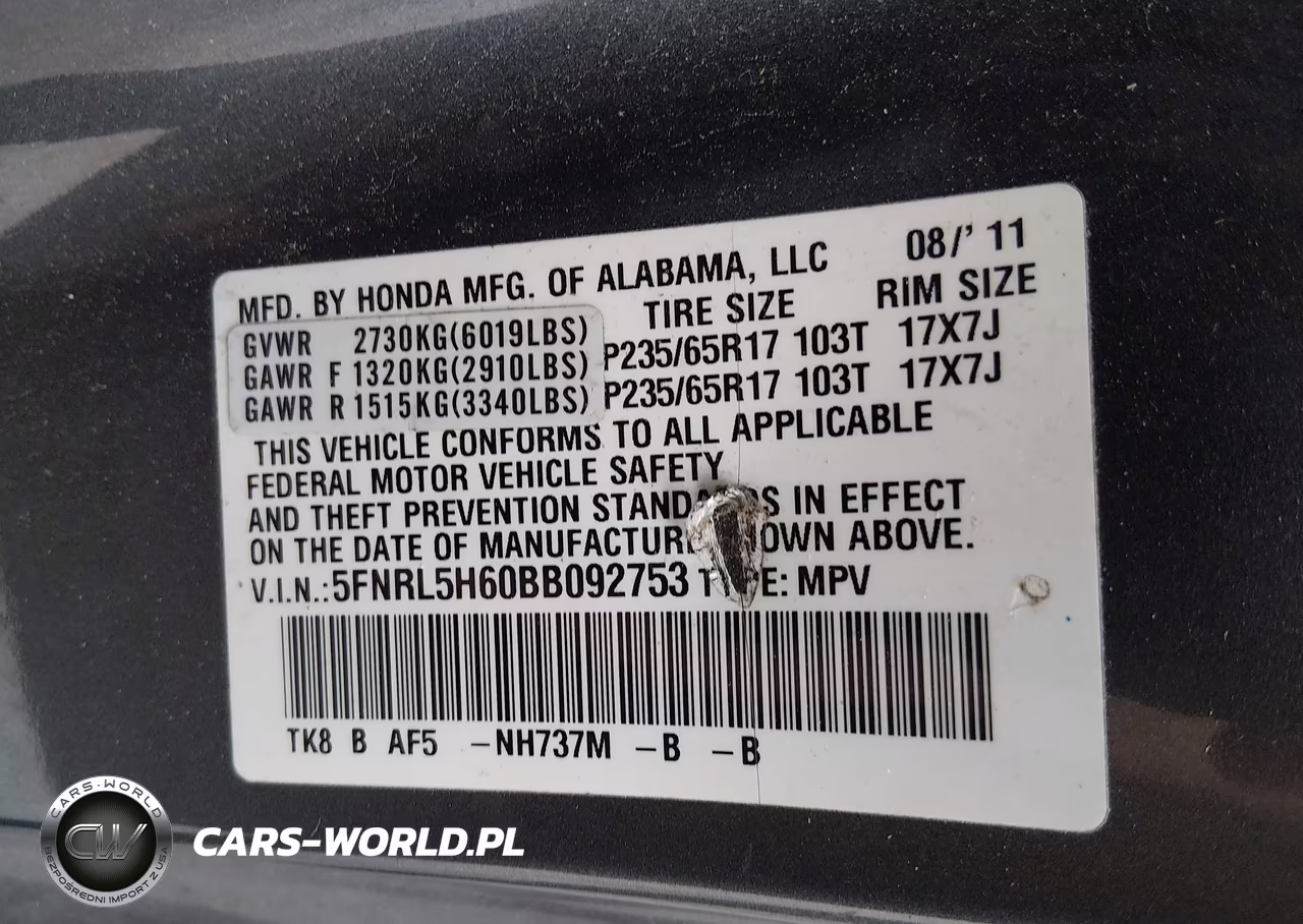 2011 Honda Odyssey Ex-L VIN:5FNRL5H60BB092753 - 9