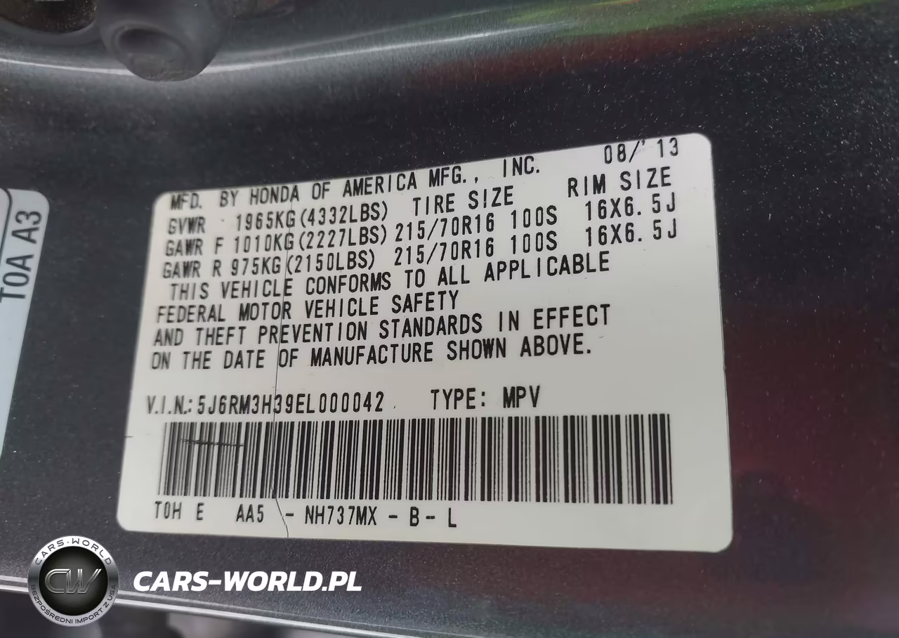 2014 Honda Cr-V Lx VIN:5J6RM3H39EL000042 - 9