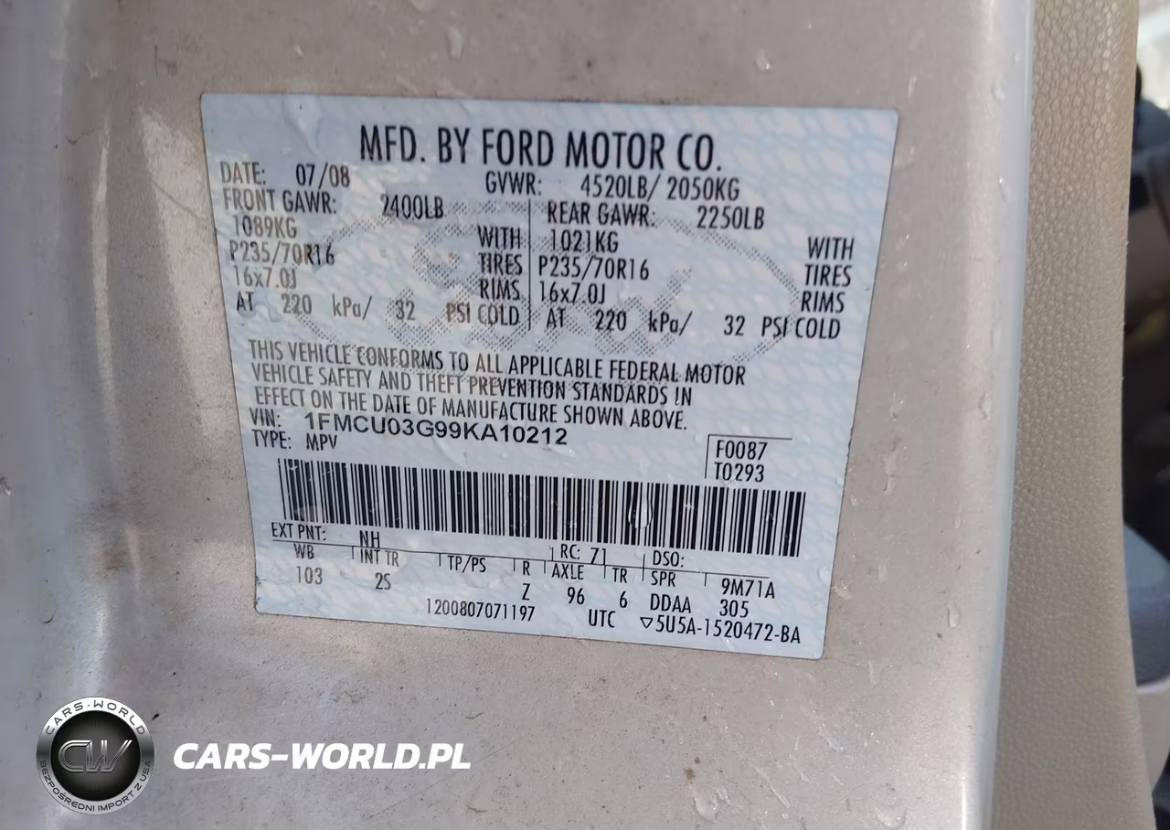 2009 Ford Escape Xlt VIN:1FMCU03G99KA10212 - 9