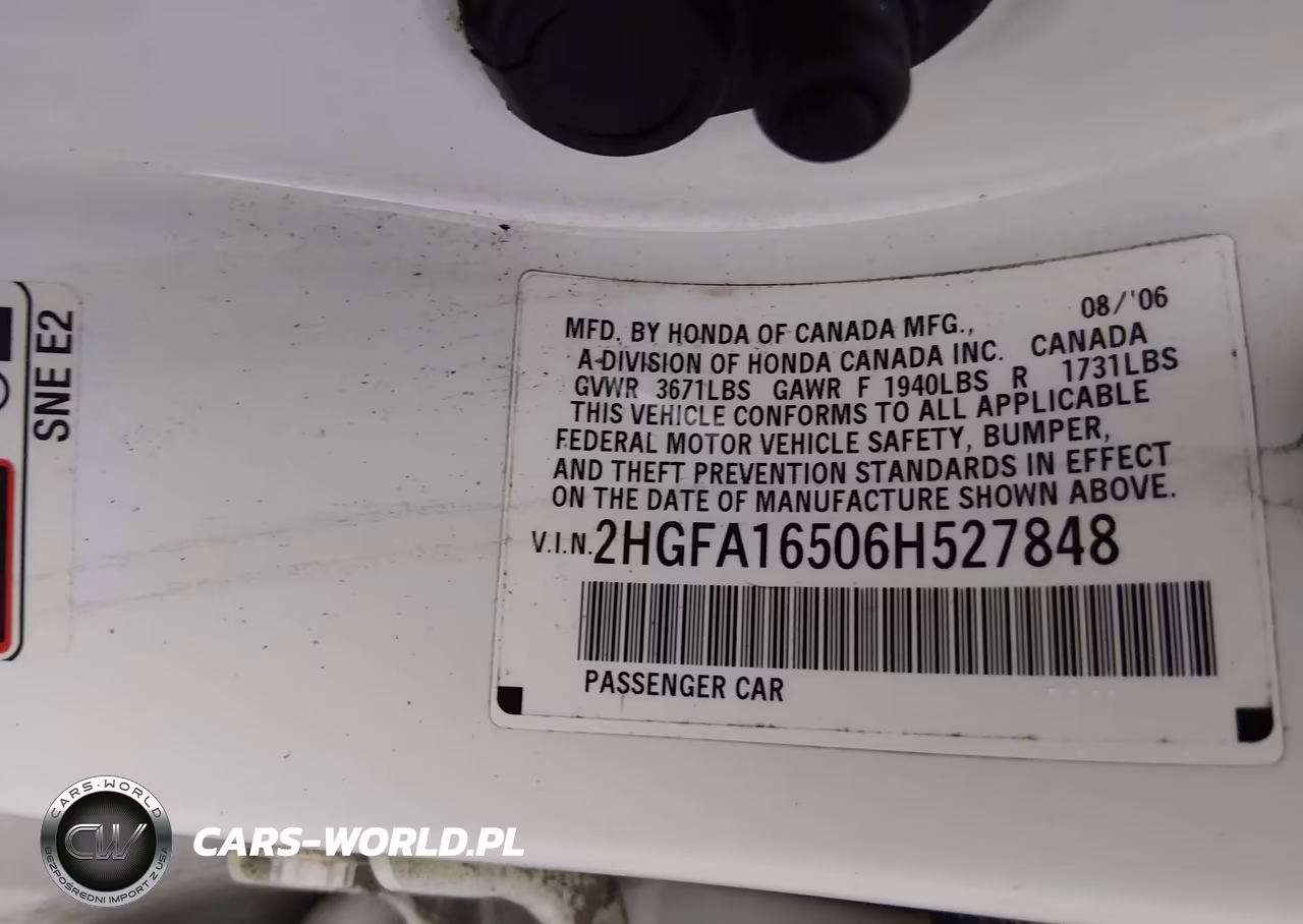 2006 Honda Civic Lx VIN:2HGFA16506H527848 - 9