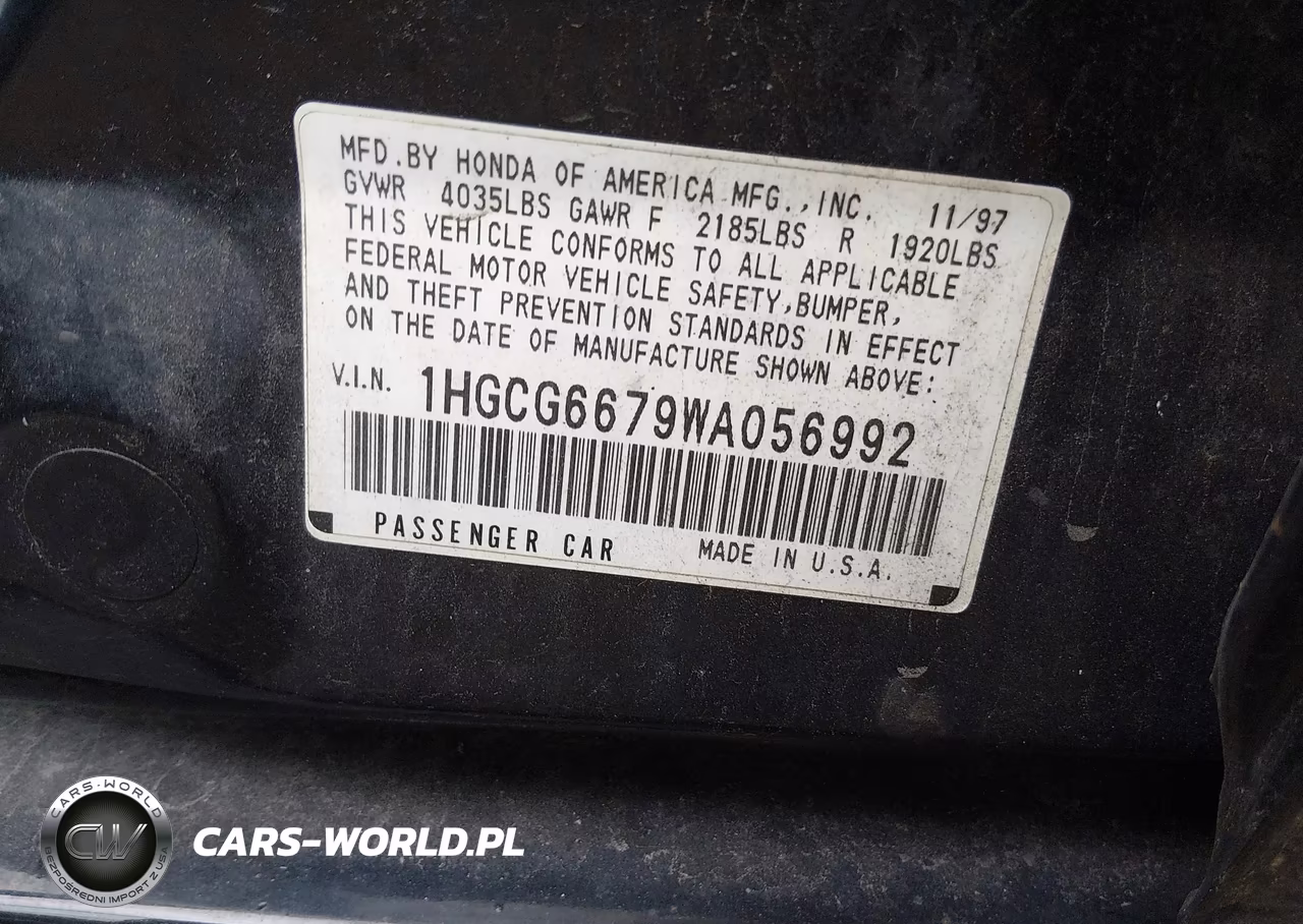 1998 Honda Accord Ex VIN:1HGCG6679WA056992 - 9