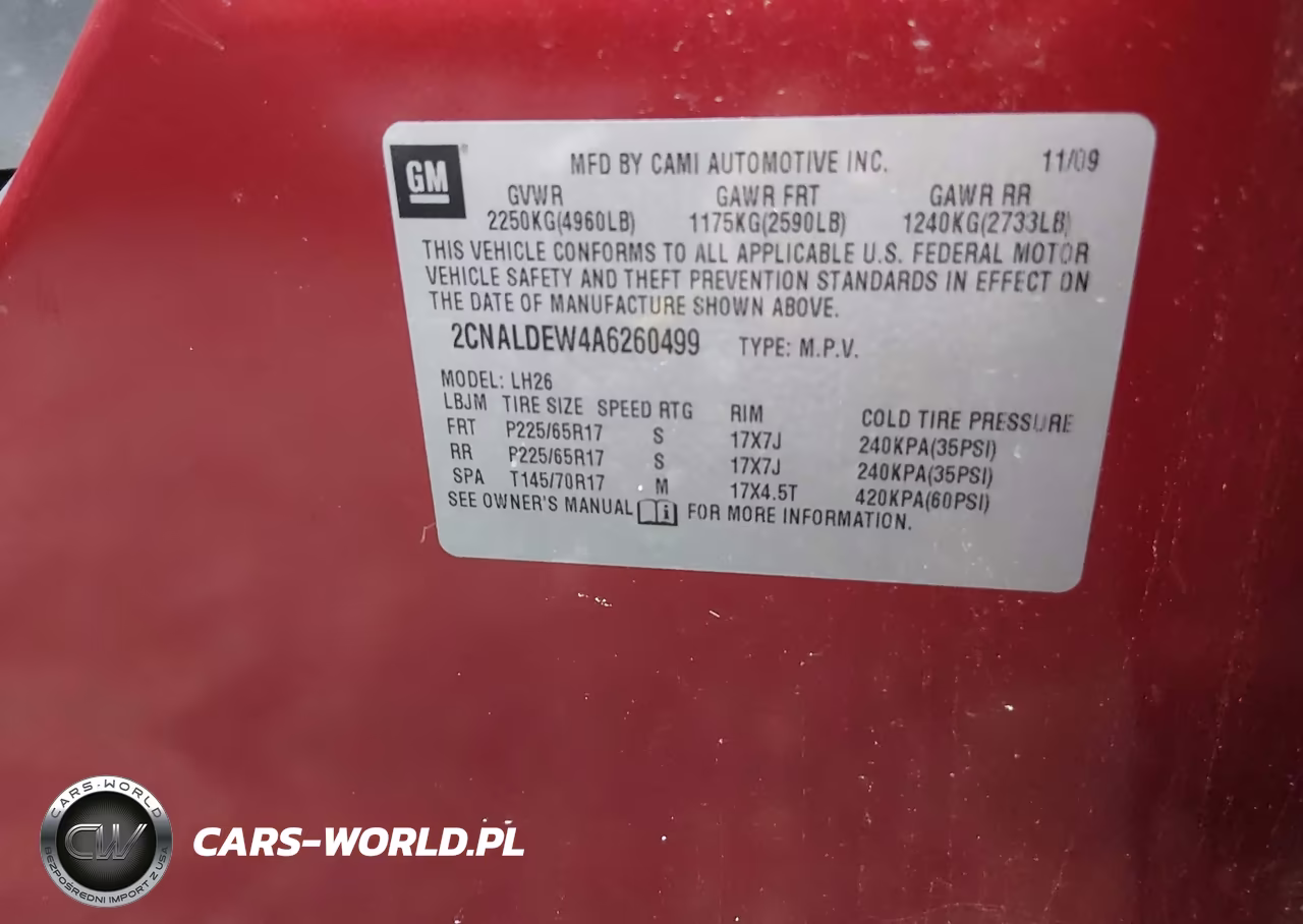 2010 Chevrolet Equinox Lt VIN:2CNALDEW4A6260499 - 9