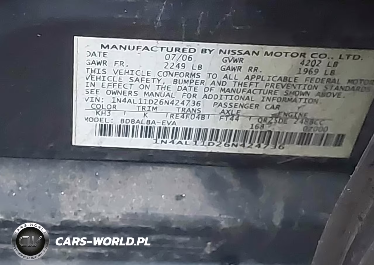 2006 Nissan Altima 2.5 S VIN:1N4AL11D26N424736 - 9