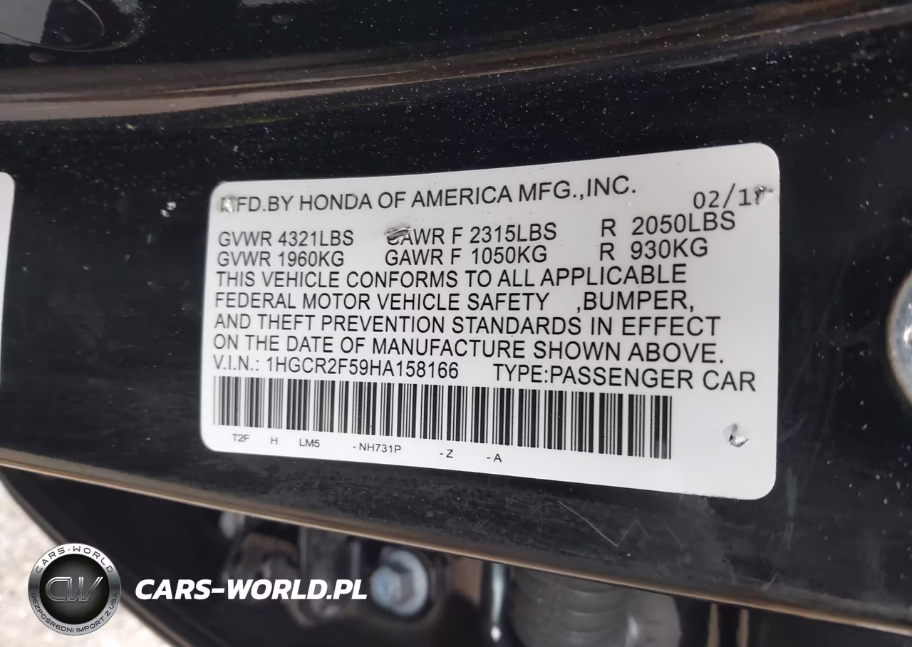 2017 Honda Accord Sport VIN:1HGCR2F59HA158166 - 9