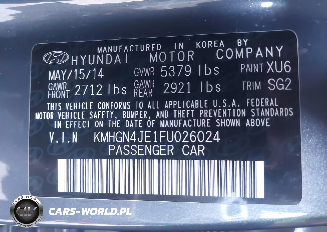 2015 Hyundai Genesis 3.8 VIN:KMHGN4JE1FU026024 - 9