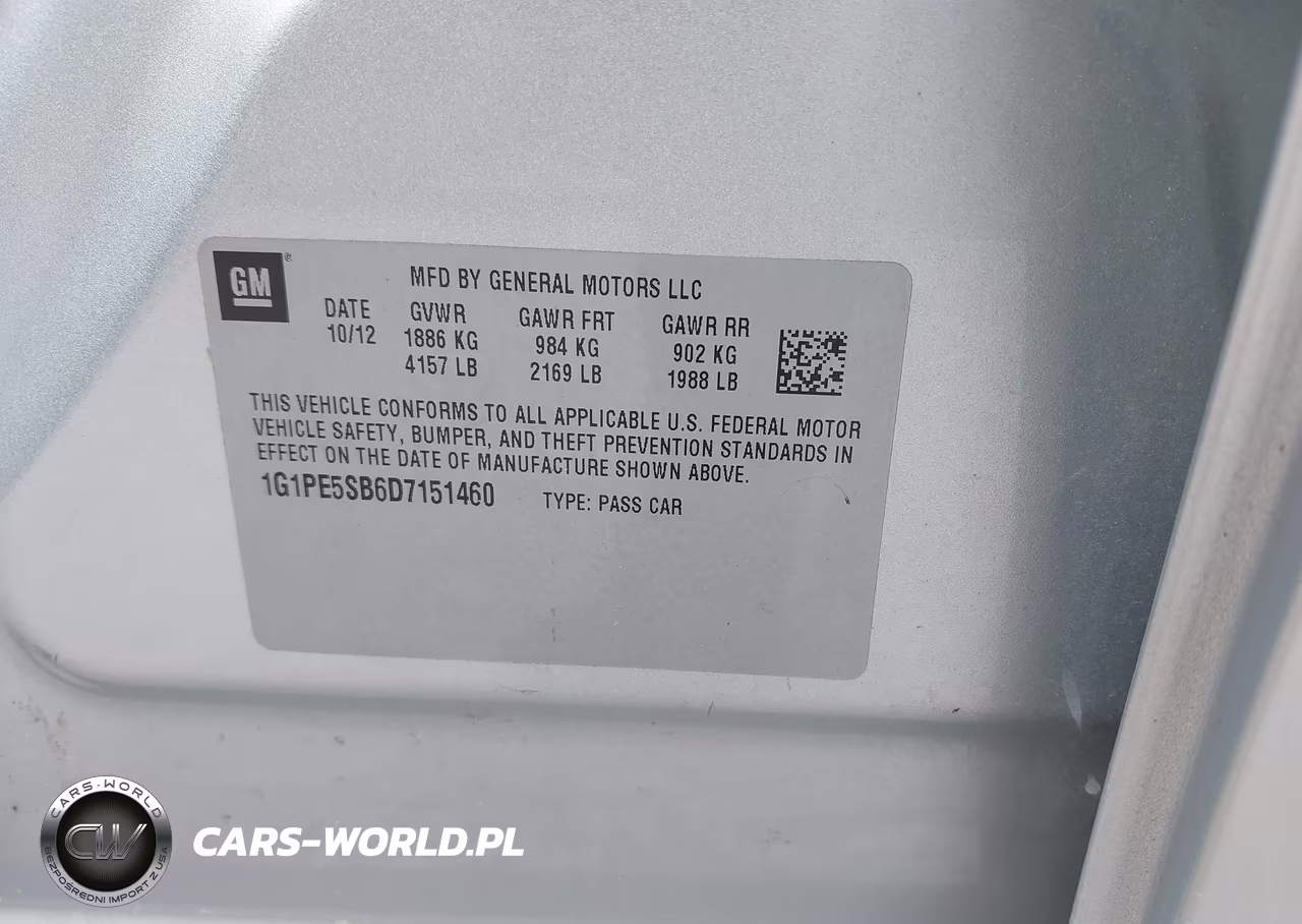 2013 Chevrolet Cruze 2Lt Auto VIN:1G1PE5SB6D7151460 - 9